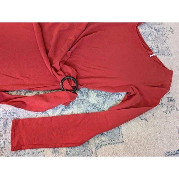 NEW Free People Frankie Asymmetric Dress Long Sleeve Sz Large Burnt Orange NWT - Picture 4 of 10